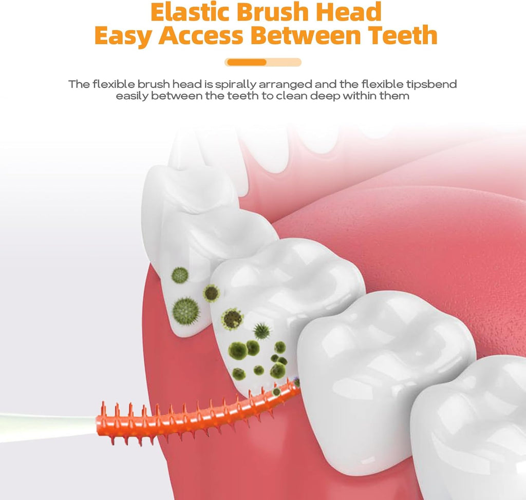 Cepillos Interdentales De Doble Uso, 200 Cepillos Interdentales Wisdom Con Estuche, Hilo Dental Para Llaves De Limpieza Oral, Herramienta De Limpieza De Palillos De Dientes (Rojo Naranja)