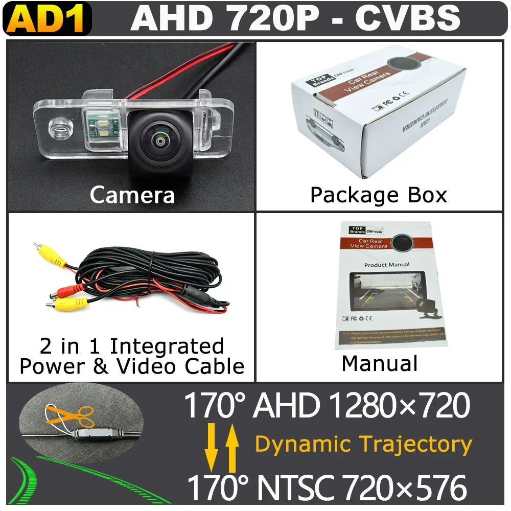 170Degree AHD 1920X1080P Rear View Camera for Audi A3/S3 8P A4/S4 A5/S5 A8/S8 A6 C6 RS6 Q7 2001-2011 Bracket License Plate Light