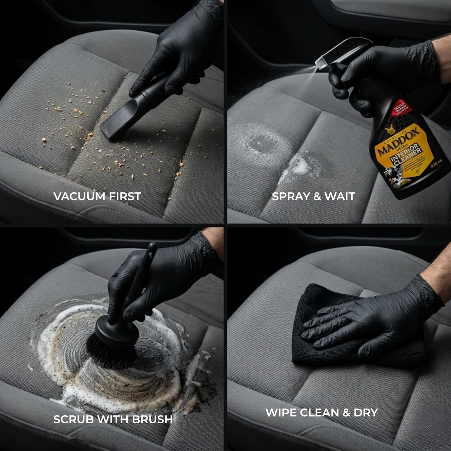 Maddox Detail | Limpiador De Tapicerias Textil, Alfombrillas, Techos, Y Alcántara | Limpieza Coche Interior | Limpia Tapicerias Coche En Profundidad | Productos Limpieza Coche | Interior Cleaner 500Ml