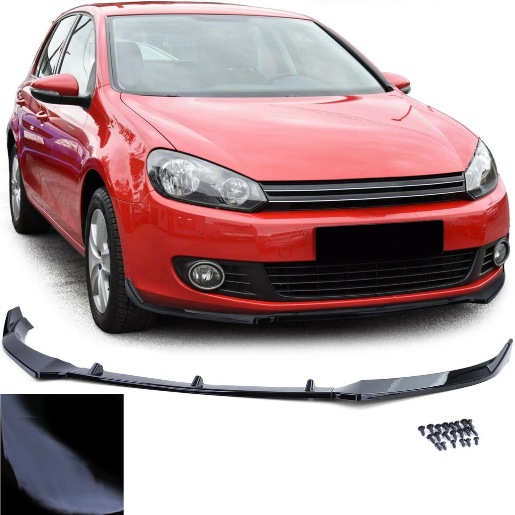Alerón Delantero Labio Negro Brillo Para VW Golf 6 VI Desde 2008-2012