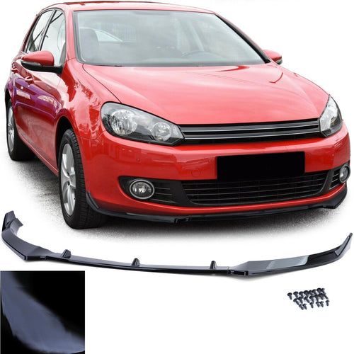 Alerón Delantero Labio Negro Brillo Para VW Golf 6 VI Desde 2008-2012
