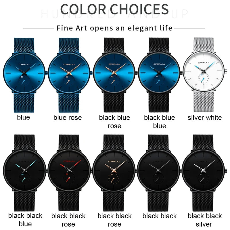 Fashion Mens Watches Top Brand Luxury Quartz Watch Men Casual Slim Mesh Steel Waterproof Sport Watch Relogio Masculino