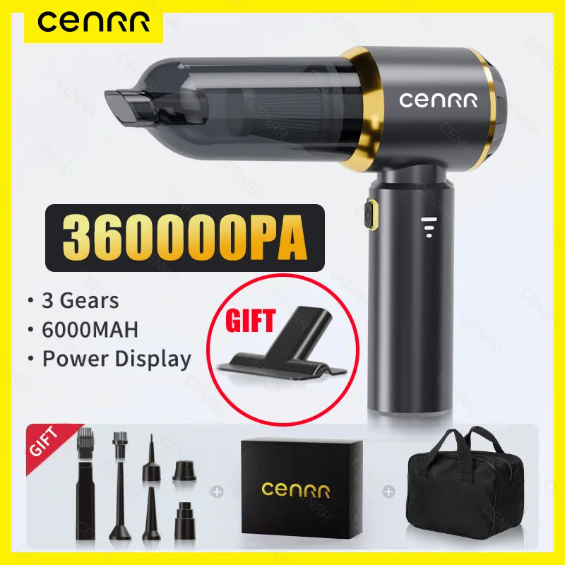 360000PA Mini Car Vacuum Cleaner Powerful Wireless Cordless Car Cleaner Handheld Portable Vacuum Cleaner Cleaning Machine