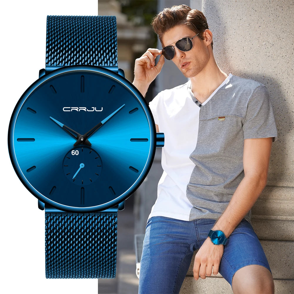 Fashion Mens Watches Top Brand Luxury Quartz Watch Men Casual Slim Mesh Steel Waterproof Sport Watch Relogio Masculino