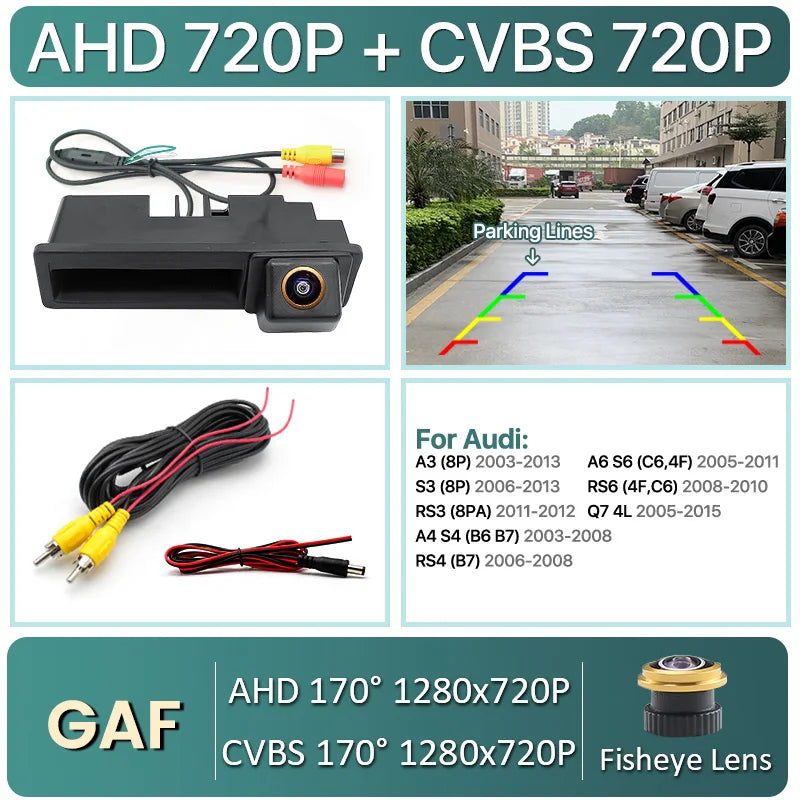 170° AHD 1080P Car Rear View Camera for Audi A3 8P A6 C6 A1 Q7 A4 B7 B6 S5 A6L Q5 Night Vision Reverse Reversing Vehicle