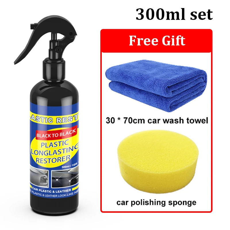 Plastic Restorer Revitalizer Plastic Leather Renovator Longlasting Coating for Car Rubbers Refurbish Clean Gloss Black Shine