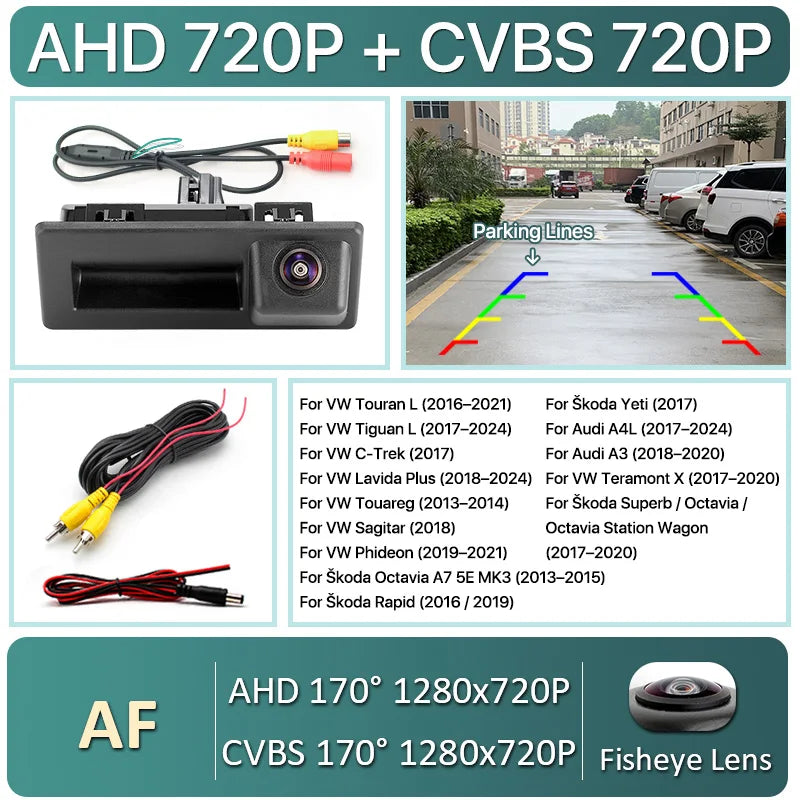 170° 1080P AHD Car Rear View Camera for Audi A3 A4 B8 B9 A4L VW Tiguan Touran L Touareg Skoda Octavia A7 Rapid Yeti
