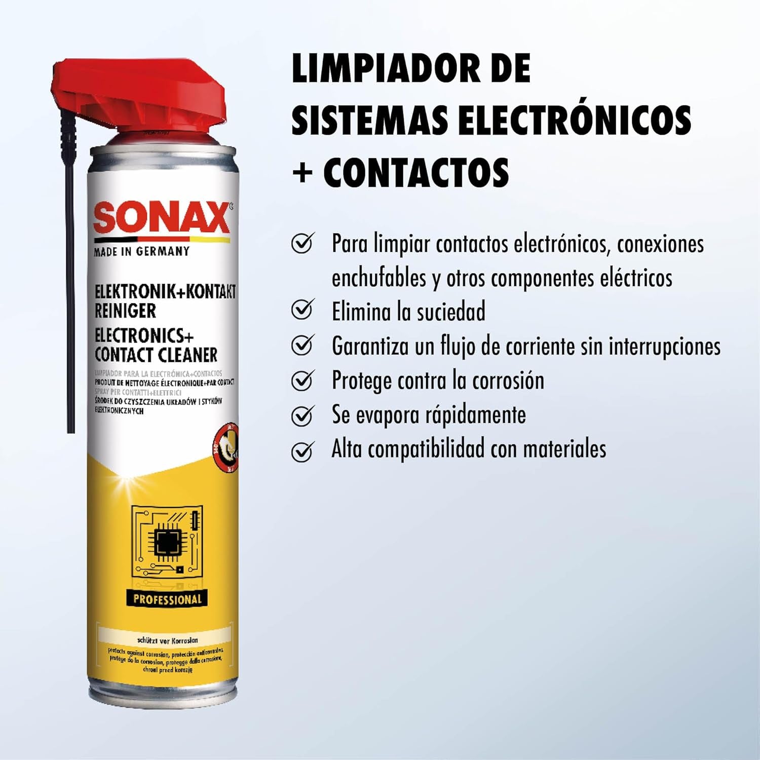 SONAX Limpia Sistemas Electrónicos + Contactos Con Easyspray (400 Ml) Asegura Limpieza Y Protege Contra Corrosión Y Residuos | N.° 04603000