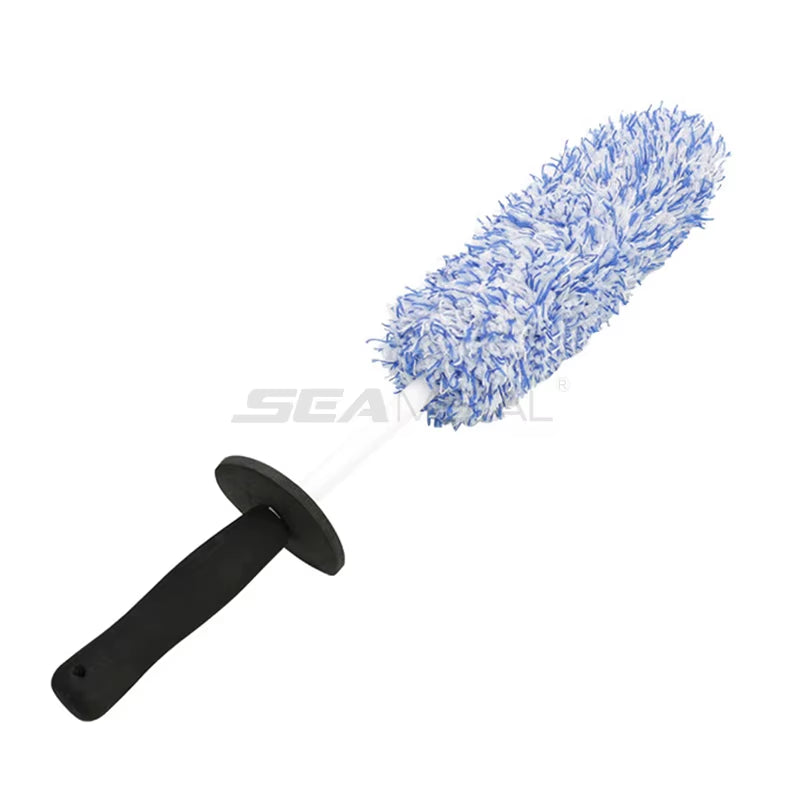 Microfiber Car Wash Wheel Cleaning Brush Soft Plush Non-Slip Handle Tire Rim Brushes Car Detailing Duster Removal Tool