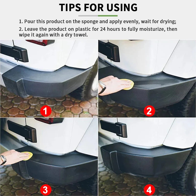 Plastic Restorer Revitalizer Plastic Leather Renovator Longlasting Coating for Car Rubbers Refurbish Clean Gloss Black Shine