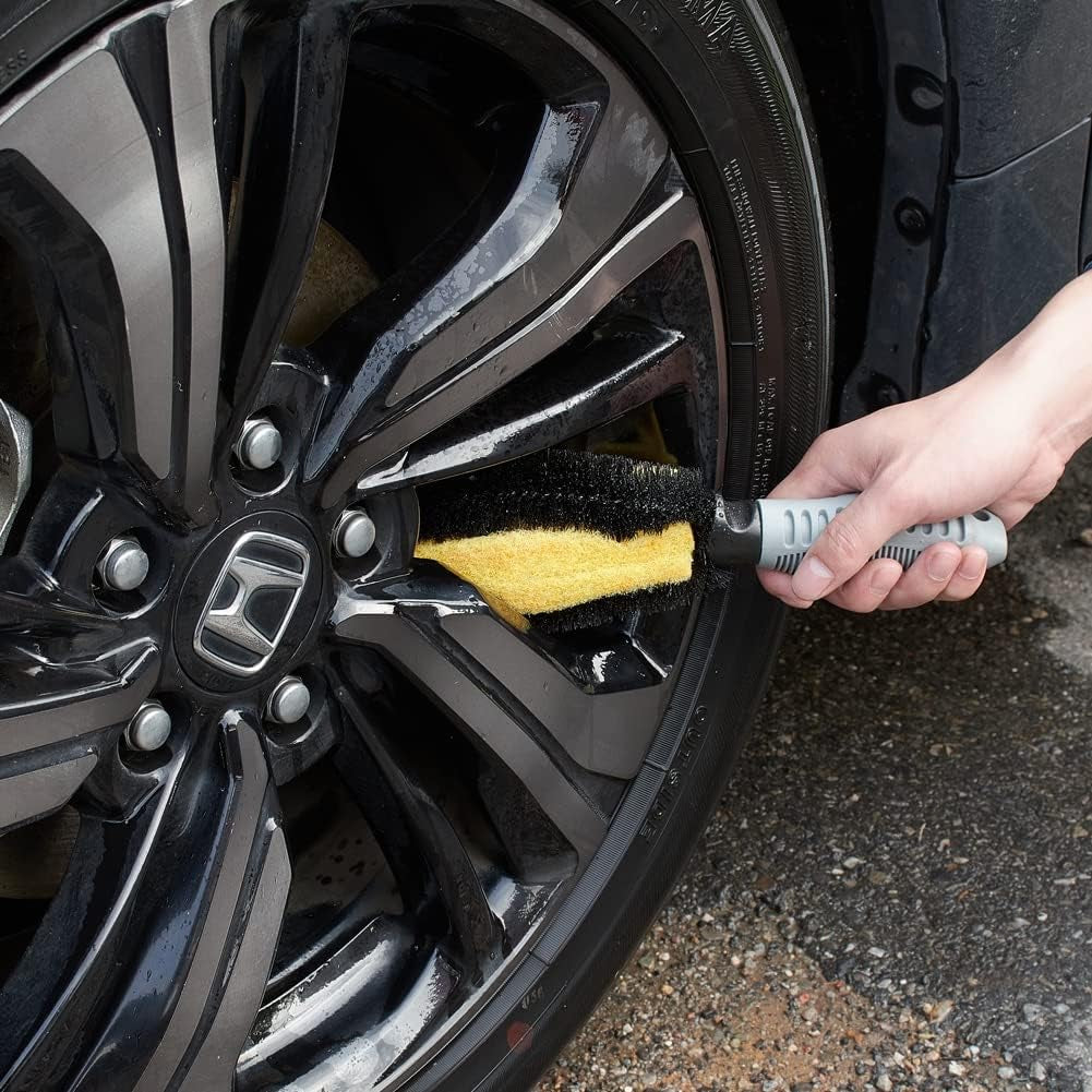 2 Cepillos De Limpieza De Ruedas De Coche Y Cepillo De Llanta De Neumáticos, Cepillos De Detalles De Coche, Cepillo De Cuidado De Coche, Cerdas De Mango Corto, Uso Multiuso Para Quitar El