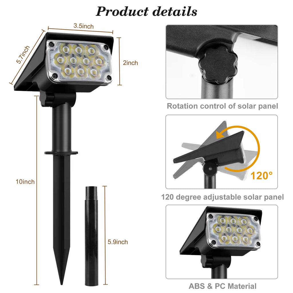 1/2/4PCS Solar Power Light Adjustable Light Temperature Solar Garden Light Outdoor IP65 Solar Lamp Super Bright Solar Spotlight