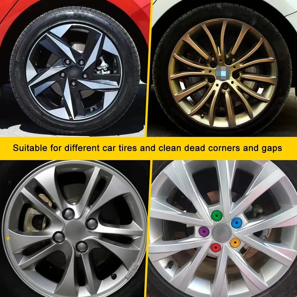 Car Wash Super Brush Plush Premium Wheels Brush Non-Slip Handle Easy to Cleaning Rims Spokes Wheel Barrel Car Accessories