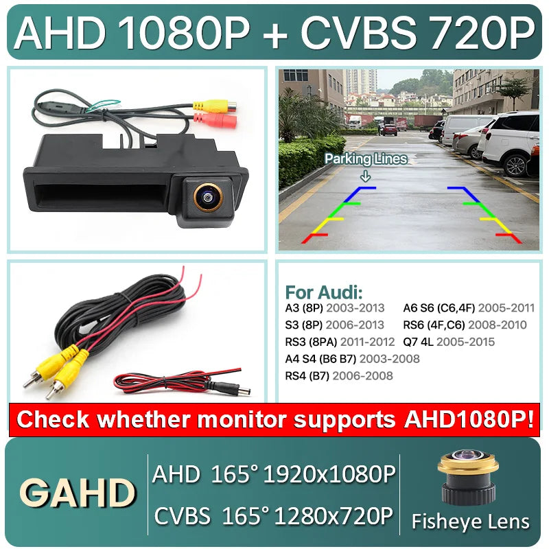 170° AHD 1080P Car Rear View Camera for Audi A3 8P A6 C6 A1 Q7 A4 B7 B6 S5 A6L Q5 Night Vision Reverse Reversing Vehicle