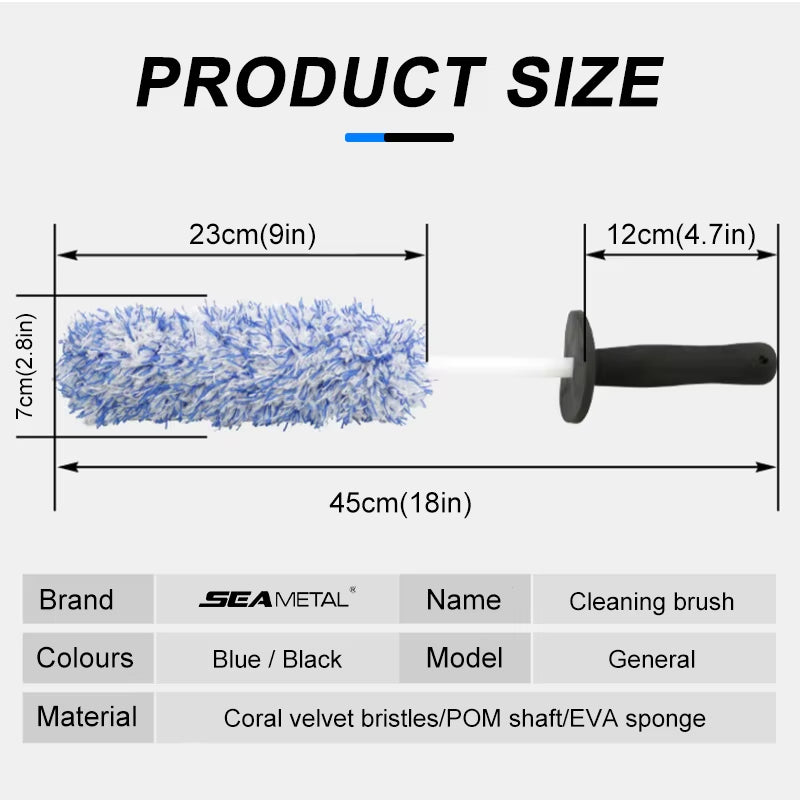 Microfiber Car Wash Wheel Cleaning Brush Soft Plush Non-Slip Handle Tire Rim Brushes Car Detailing Duster Removal Tool