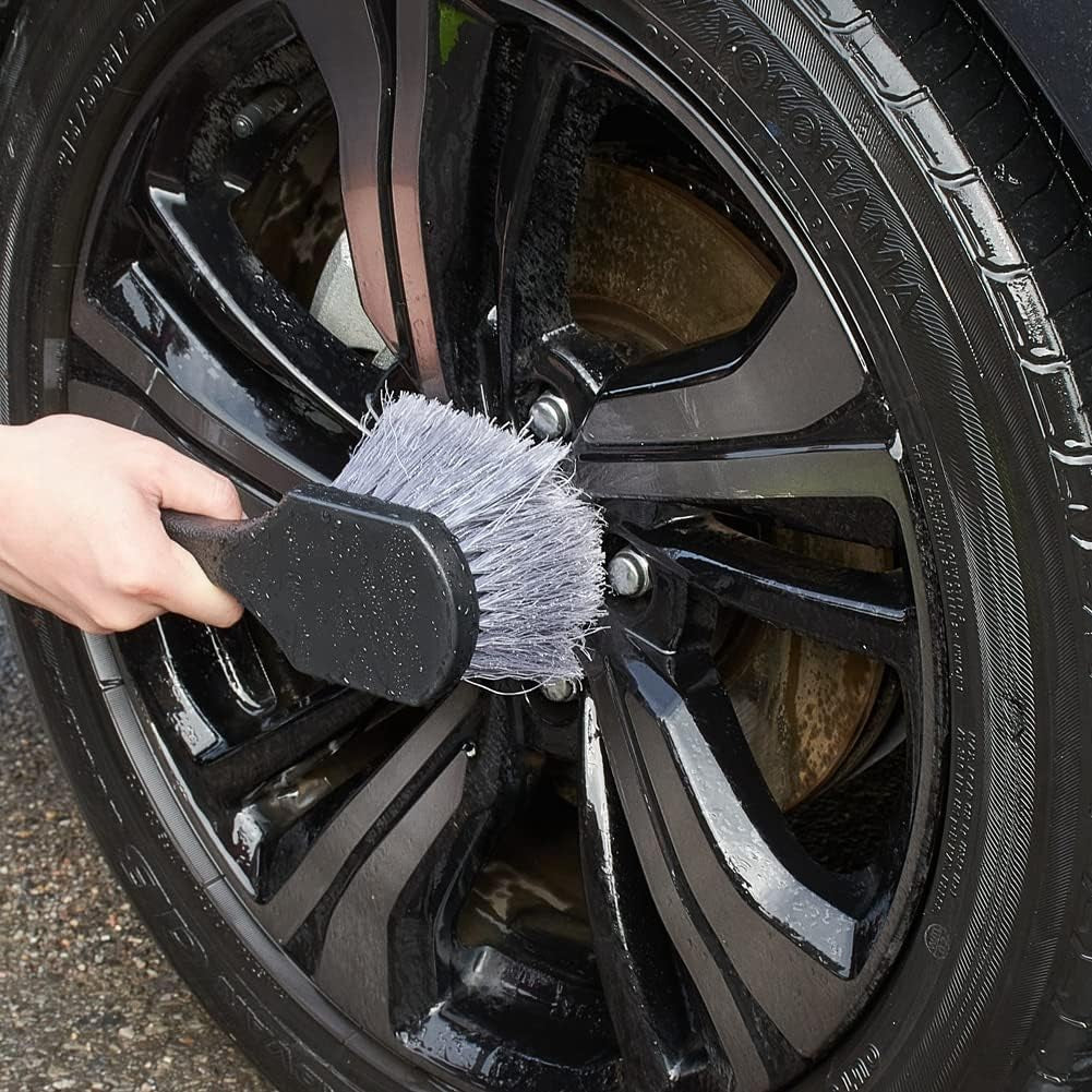 2 Cepillos De Limpieza De Ruedas De Coche Y Cepillo De Llanta De Neumáticos, Cepillos De Detalles De Coche, Cepillo De Cuidado De Coche, Cerdas De Mango Corto, Uso Multiuso Para Quitar El