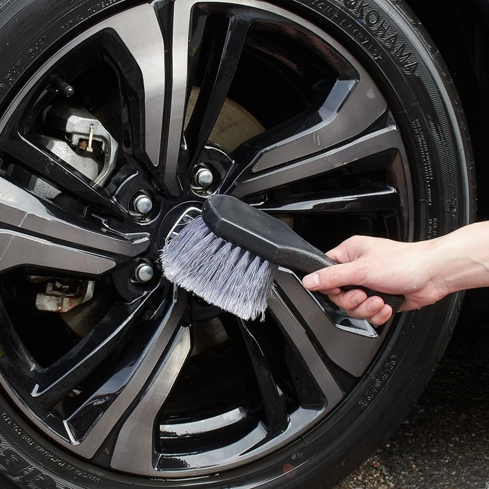2 Cepillos De Limpieza De Ruedas De Coche Y Cepillo De Llanta De Neumáticos, Cepillos De Detalles De Coche, Cepillo De Cuidado De Coche, Cerdas De Mango Corto, Uso Multiuso Para Quitar El