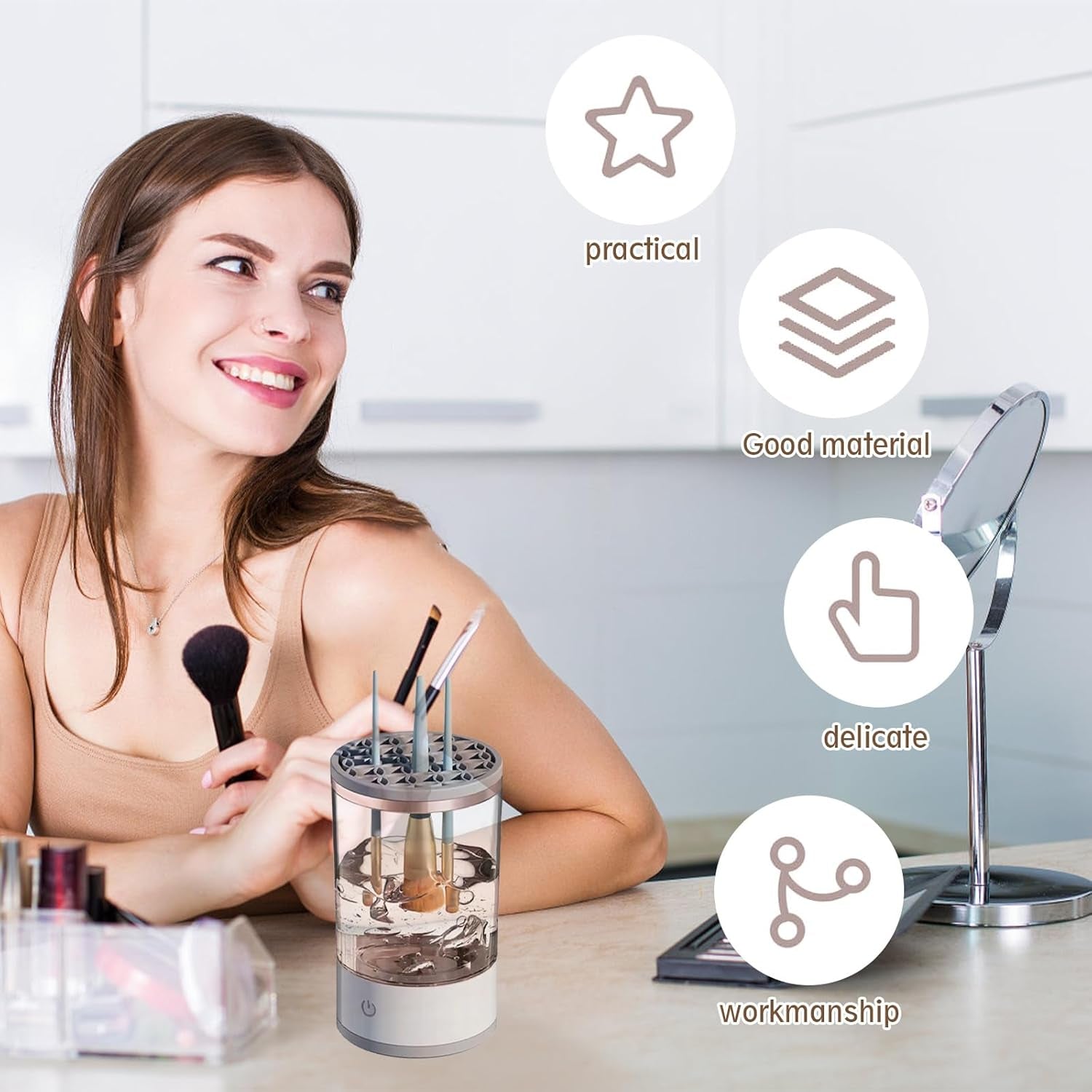 Limpiador De Brochas Limpia Brochas Maquillaje Electrico Limpiador De Brochas De Maquillaje Electrico Limpiador Automático De Brochas De Maquillaje Brochas Limpias Y Refrescantes Sin Esfuerzo