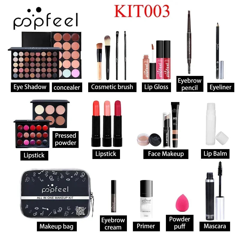 Brand ALL in ONE Makeup Kit (Eyeshadow, Lip Gloss,Lipstick,Makeup Brushes,Eyebrow,Concealer)With Makeup Bag