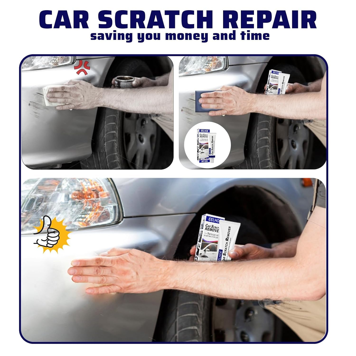 Reparador Arañazos Coche,  Quita Arañazos Coche, Pulimento Coche Arañazos, Quita Rayones Coche, Con Esponja, Para Arañazos De Ramitas Y Clavos