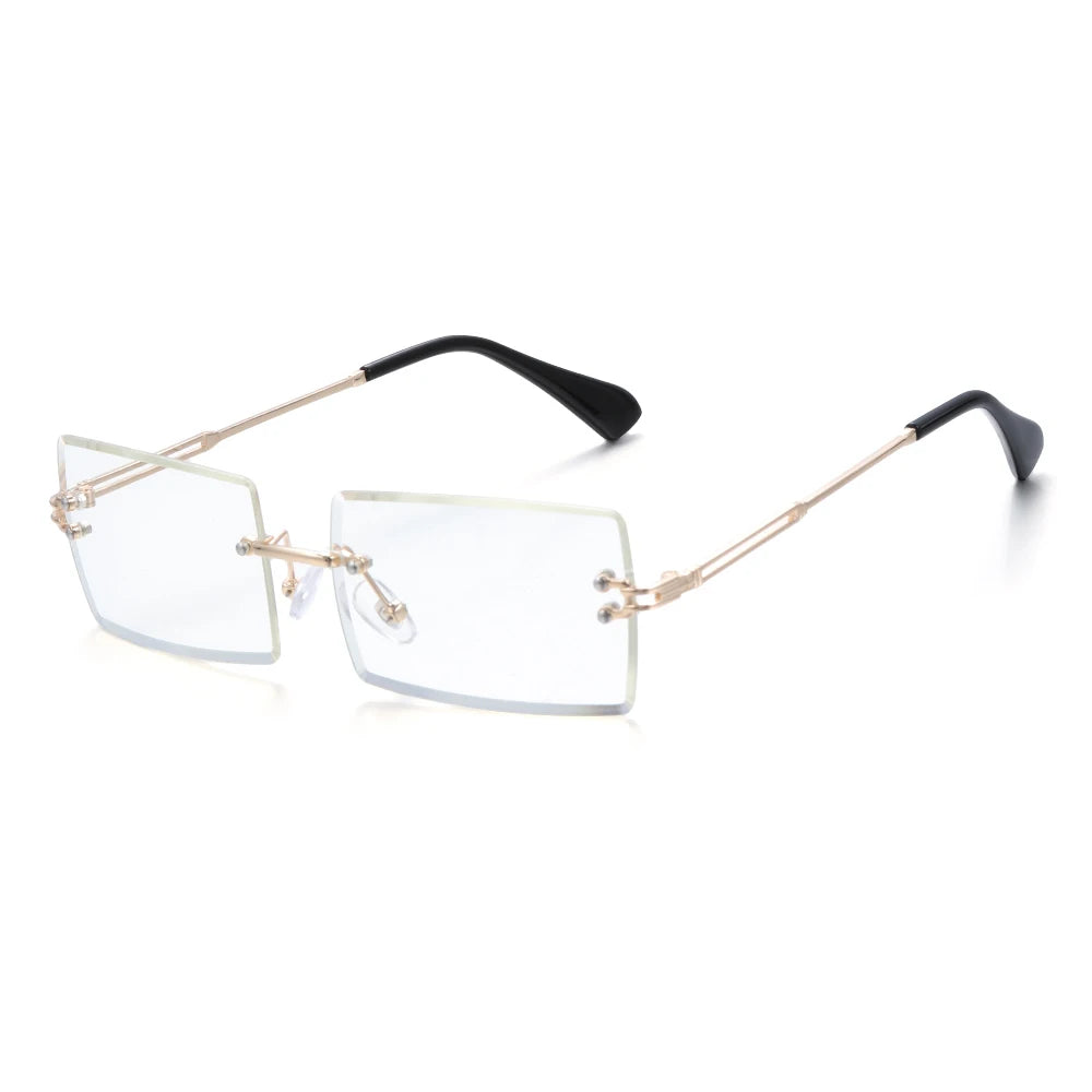 Traveling Style Mountaineering Sunglasses for Men Women UV400 Shades Rectangle Rimless Eyeglasses Gradient Colors Eyewear