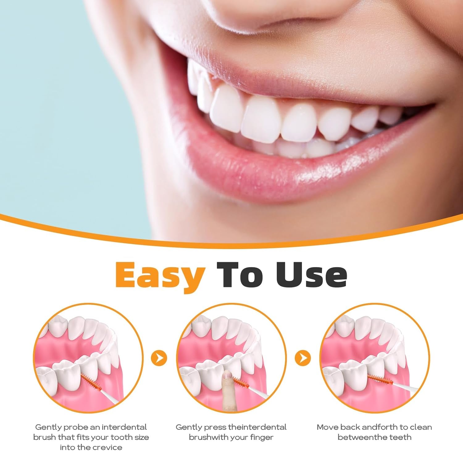 Cepillos Interdentales De Doble Uso, 200 Cepillos Interdentales Wisdom Con Estuche, Hilo Dental Para Llaves De Limpieza Oral, Herramienta De Limpieza De Palillos De Dientes (Rojo Naranja)
