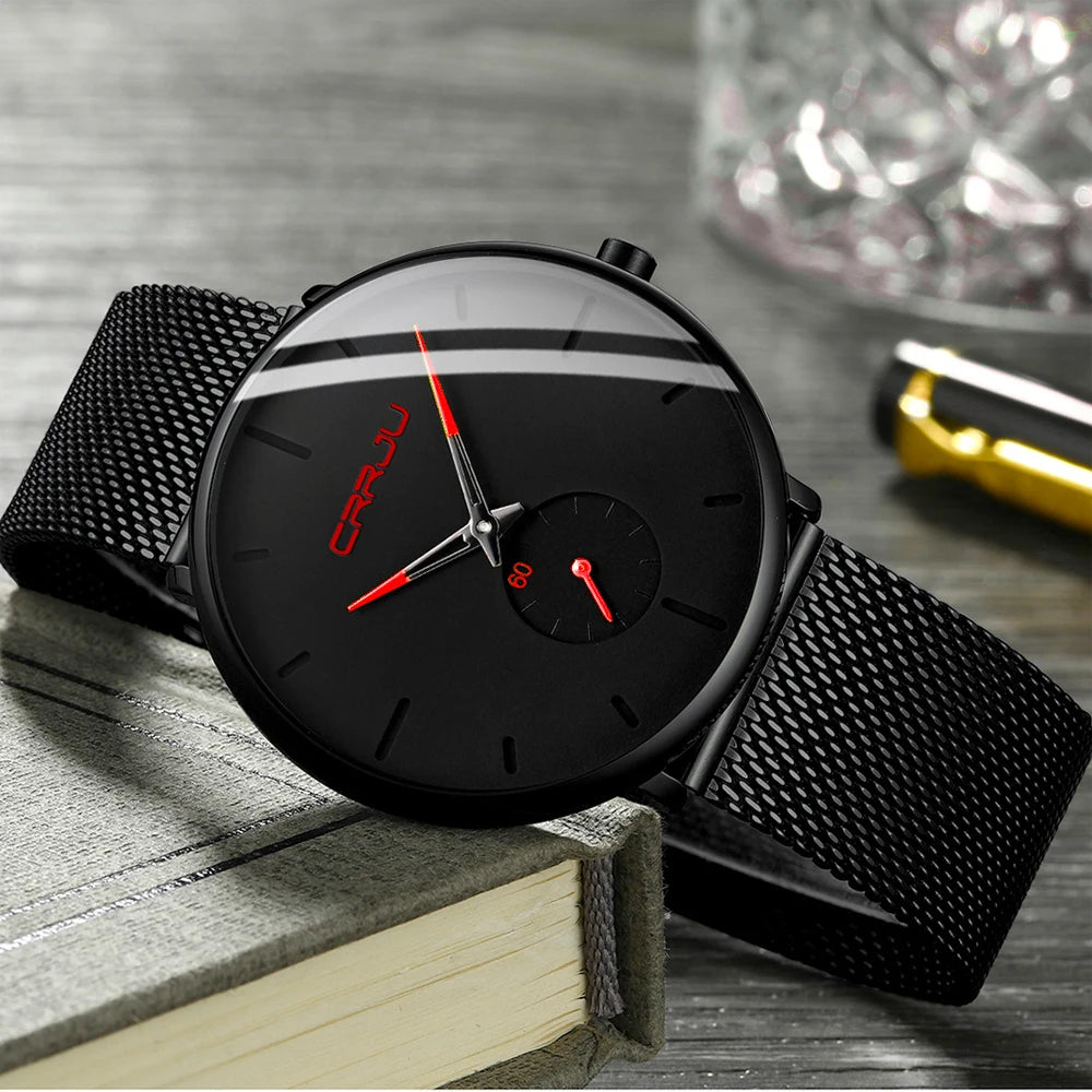 Fashion Mens Watches Top Brand Luxury Quartz Watch Men Casual Slim Mesh Steel Waterproof Sport Watch Relogio Masculino