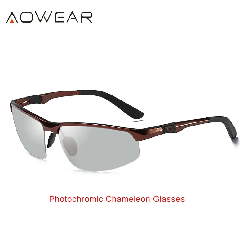 Photochromic Sunglasses Men Polarized Day Night Driving Glasses High Quality Aluminium Rimless Chameleon Eyewear Gafas