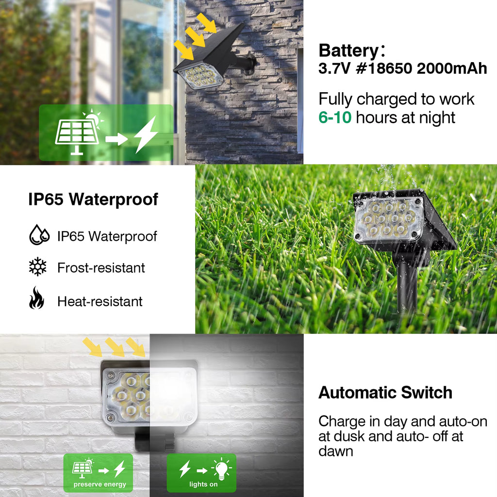 1/2/4PCS Solar Power Light Adjustable Light Temperature Solar Garden Light Outdoor IP65 Solar Lamp Super Bright Solar Spotlight