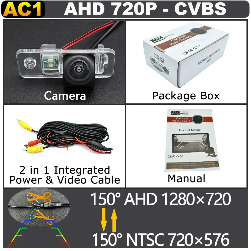 170Degree AHD 1920X1080P Rear View Camera for Audi A3/S3 8P A4/S4 A5/S5 A8/S8 A6 C6 RS6 Q7 2001-2011 Bracket License Plate Light