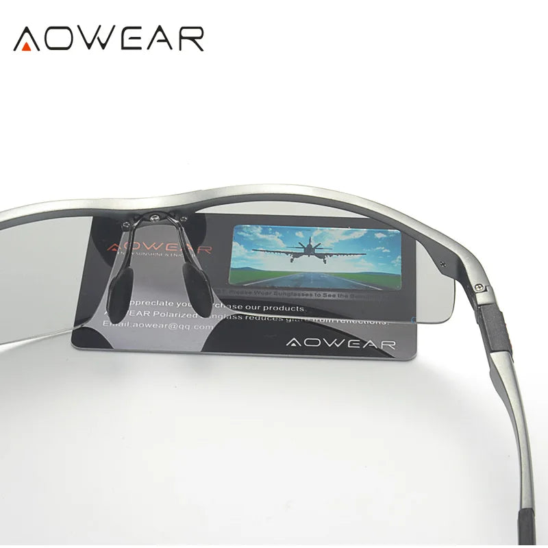 Photochromic Sunglasses Men Polarized Day Night Driving Glasses High Quality Aluminium Rimless Chameleon Eyewear Gafas