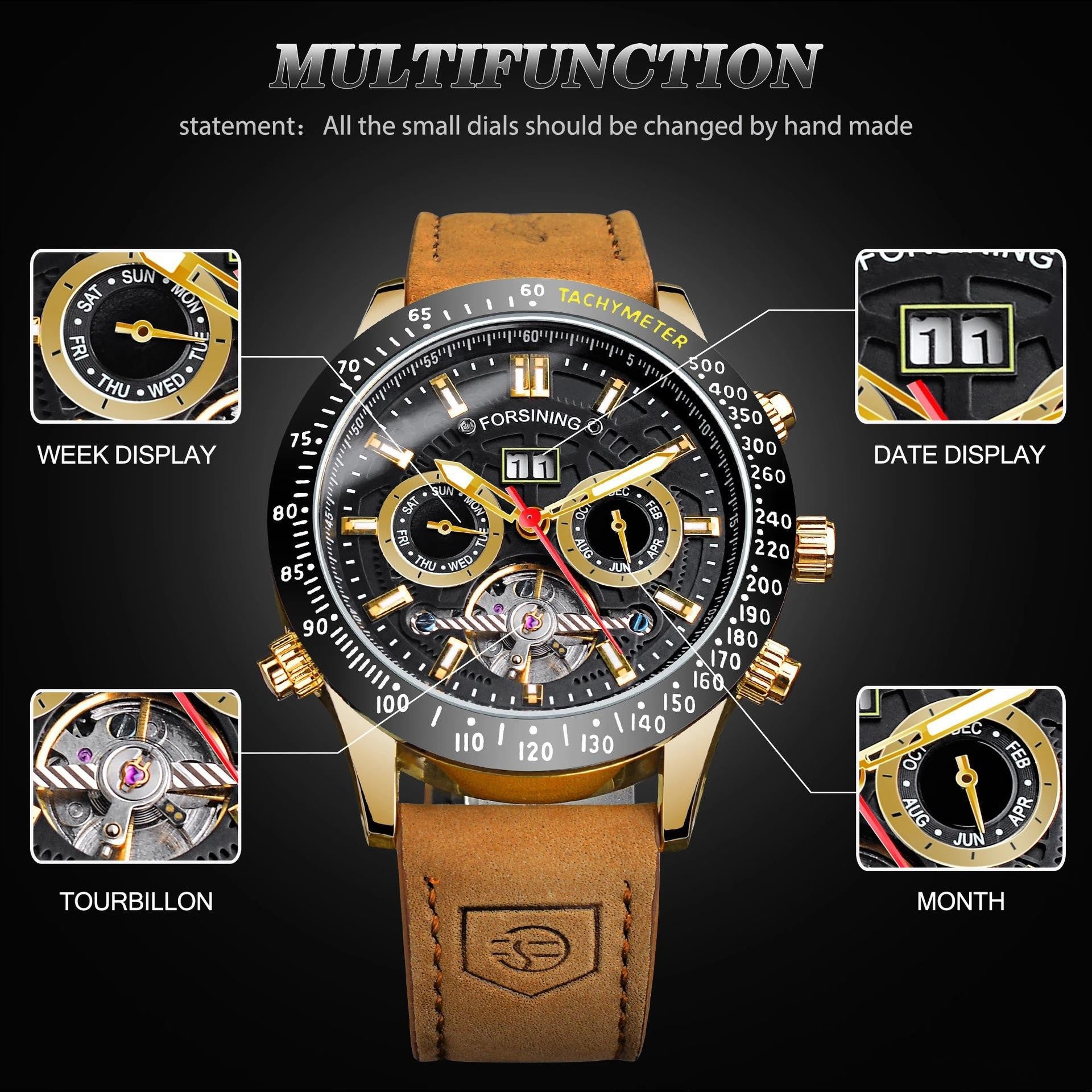 Men'S Stylish and Versatile Automatic Mechanical Watch Waterproof