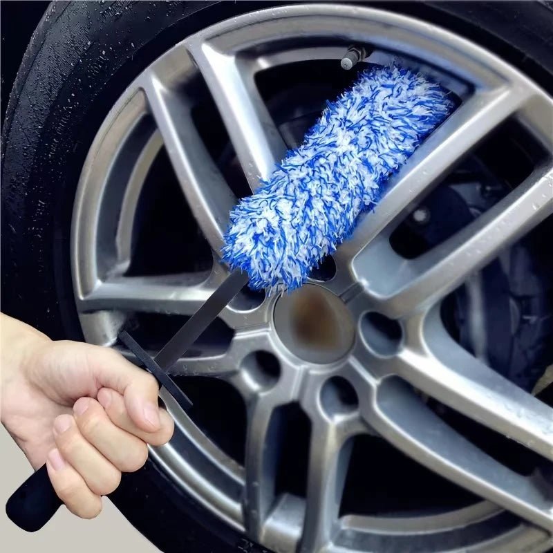 Car Wash Super Brush Plush Premium Wheels Brush Non-Slip Handle Easy to Cleaning Rims Spokes Wheel Barrel Car Accessories
