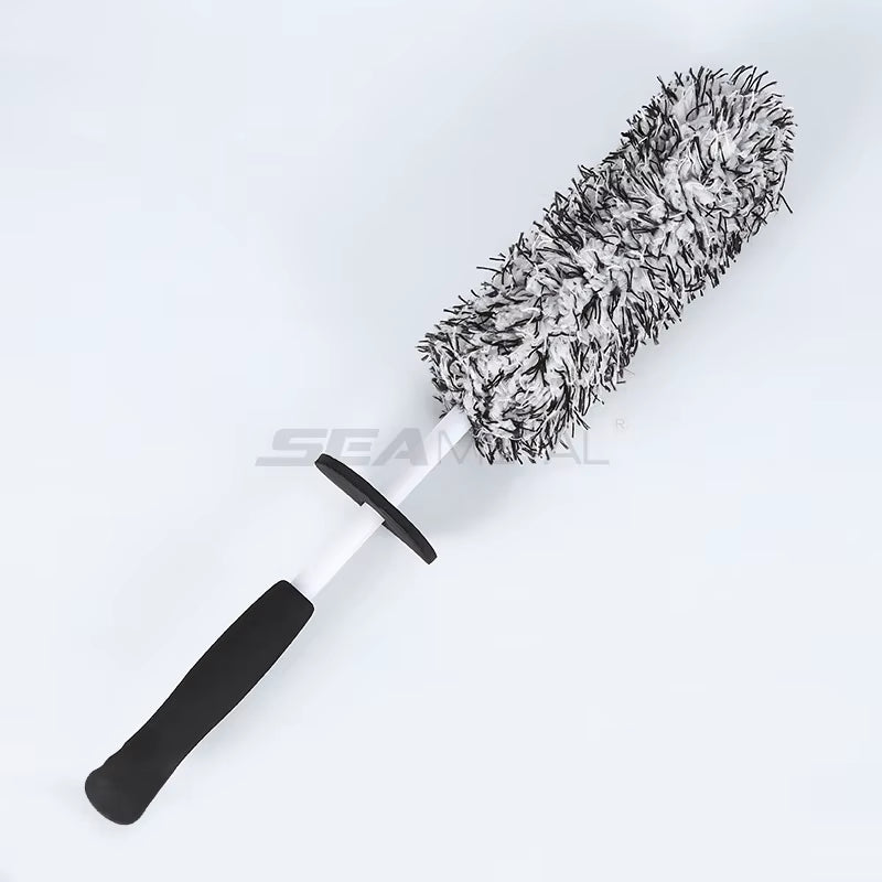 Microfiber Car Wash Wheel Cleaning Brush Soft Plush Non-Slip Handle Tire Rim Brushes Car Detailing Duster Removal Tool