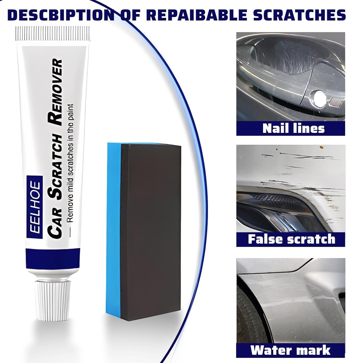 Reparador Arañazos Coche,  Quita Arañazos Coche, Pulimento Coche Arañazos, Quita Rayones Coche, Con Esponja, Para Arañazos De Ramitas Y Clavos